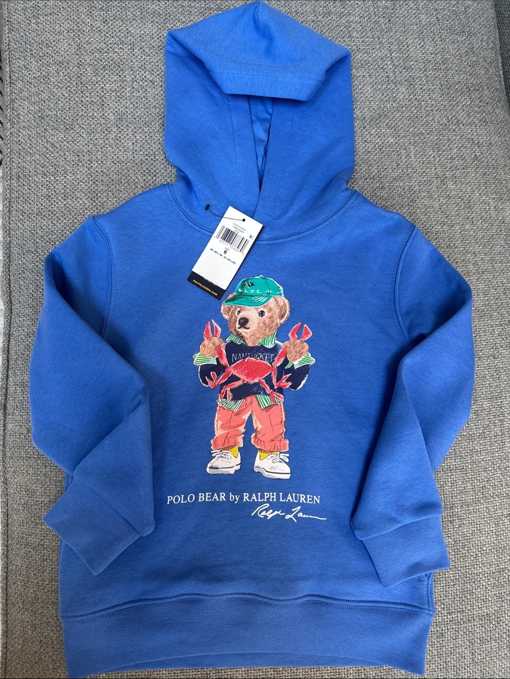 Ralph Lauren Kids Royal Blue Hoodie with Polo Bear Graphic